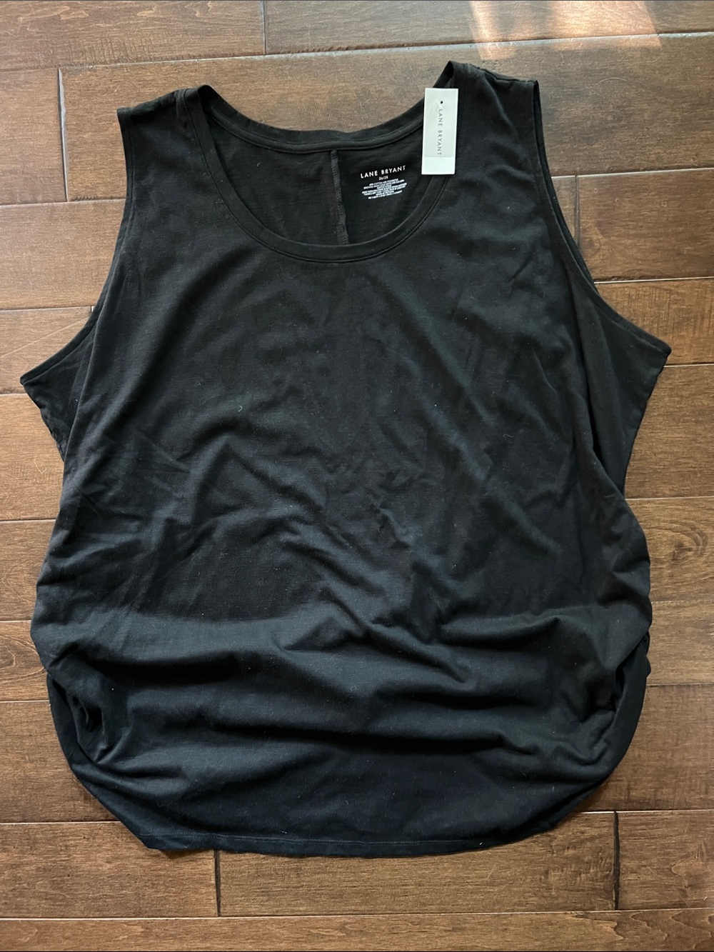 Lane Bryant Black Rouched Side Tank Top